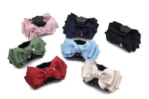 veryshine.com Black Handmade Grosgrain Solid Color Multi Layer Bow Hair Jaw Claw Clip