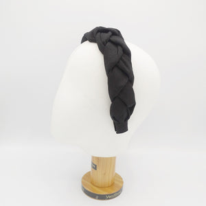 veryshine.com Black linen braided headband natural solid hairband for women