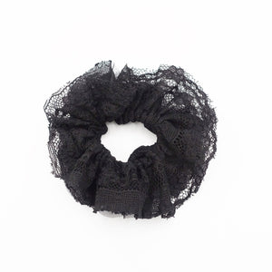 veryshine.com Black Mesh lace layered women scrunchie hair tie scrunchies
