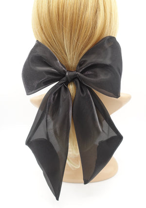 veryshine.com Black organza giant hair bow wide tail oversized hair accessory for women