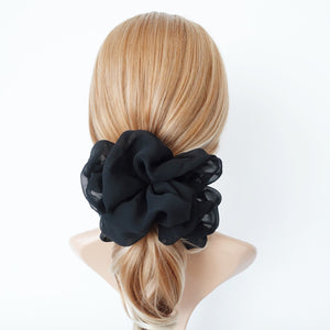 veryshine.com Black oversized chiffon scrunchies large hair elastic scrunchie women hair accessory