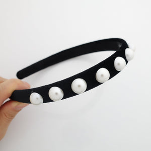 veryshine.com Black pearl decorated velvet hairband elegant fashion headband for woman