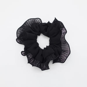 veryshine.com Black pleated edge chiffon scrunchies hair elastic women hair tie hair accessory for women