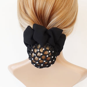 veryshine.com Black rhinestone bun net chiffon decorated snood hair claw women hair accessory