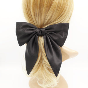 veryshine.com Black satin hair bow regular size pointed tail glossy hair accessory for women