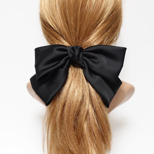 veryshine.com Black silk satin big K bow barrette glossy satin women hair accessory for women