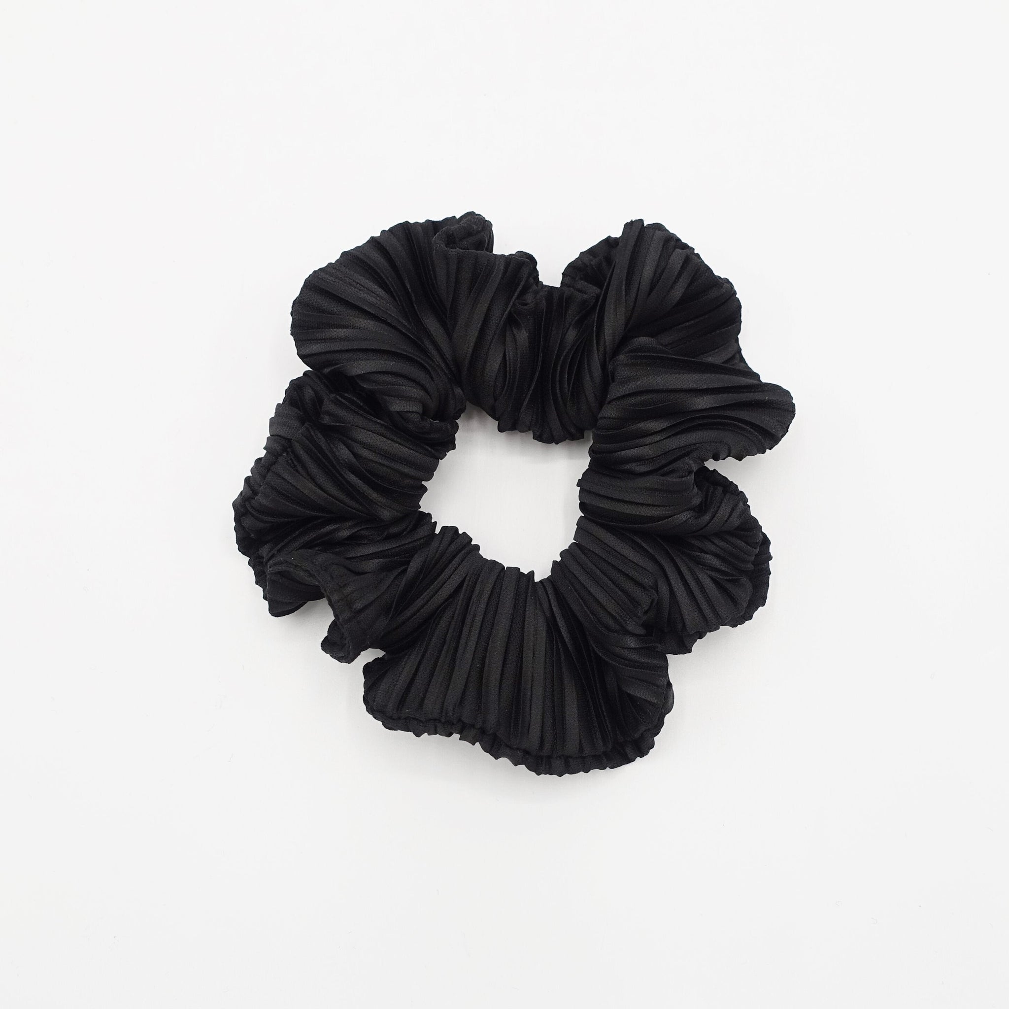 veryshine.com Black solid pleated scrunchies hair elastic women scrunchy accessories for women