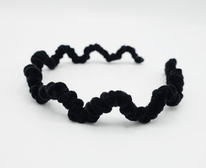veryshine.com Black thin wave velvet headband pleated hairband