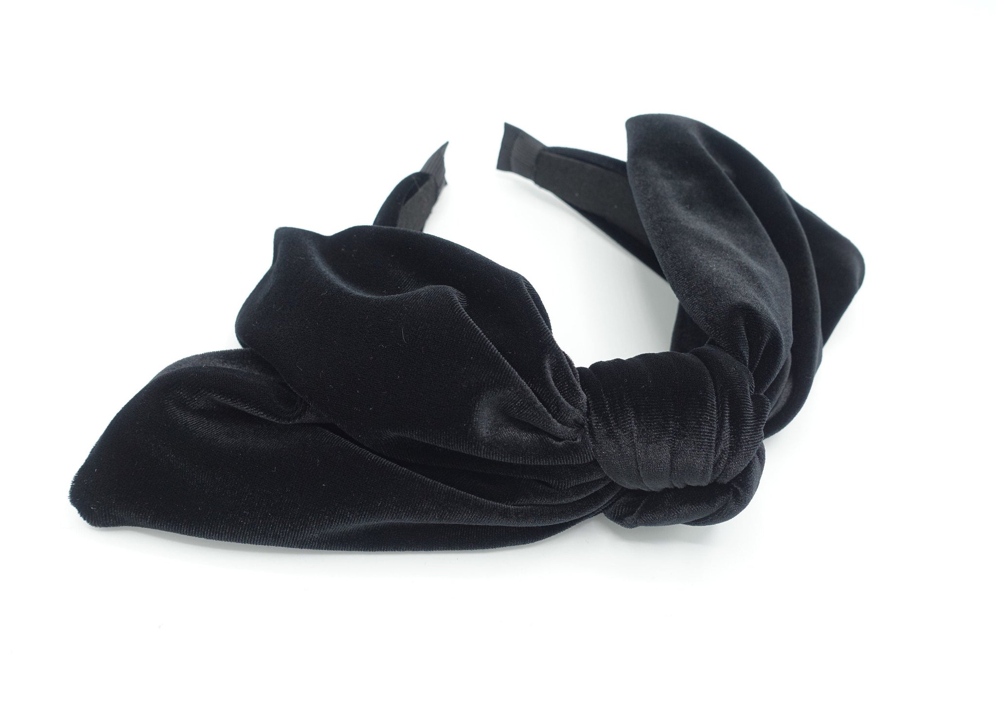 veryshine.com Black Velvet jumbo bow headband wide hairband unique women hair accessory