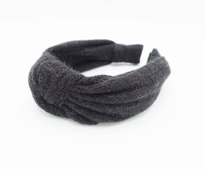 veryshine.com Black wool knit headband top knot hairband Fall Winter hair accessory for women