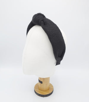 veryshine.com Black wool knot headband Winter fur fashion lambswool hairband women hair accessory