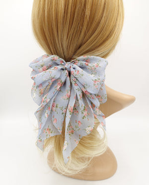 veryshine.com Blue crinkled chiffon floral hair bow for women