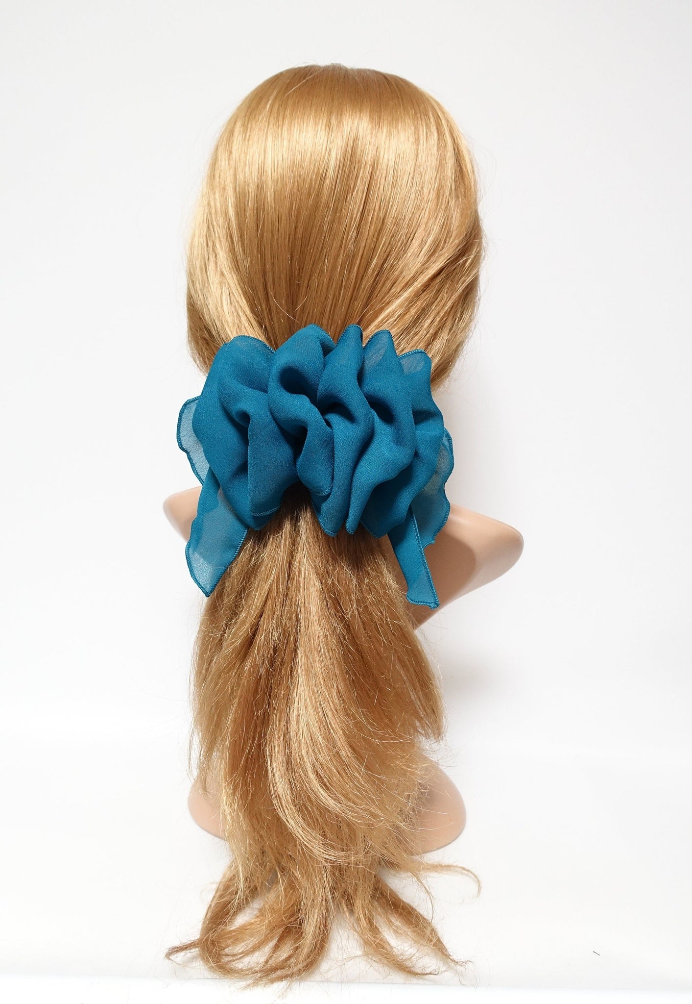veryshine.com Blue green chiffon ruffle flower hair barrette woman hair accessory