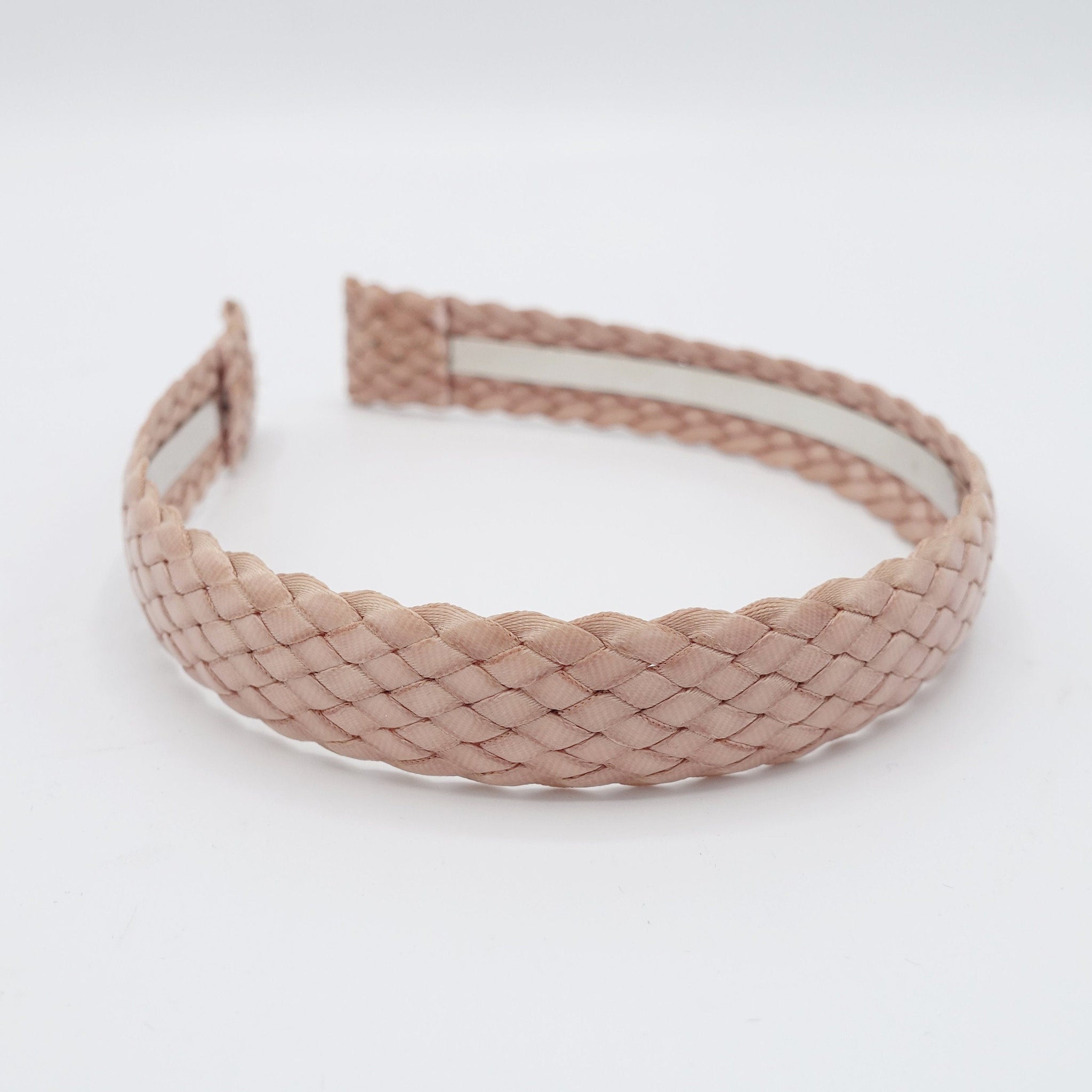veryshine.com Blush pink leather braided headband flat hairband hair accessory for women