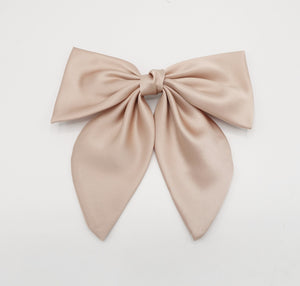 veryshine.com Blush pink satin hair bow regular size pointed tail glossy hair accessory for women