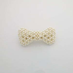 veryshine.com Bridal acc. 3.14 Tiny pearl ball beaded bow french hair barrette elegant women hair accessory