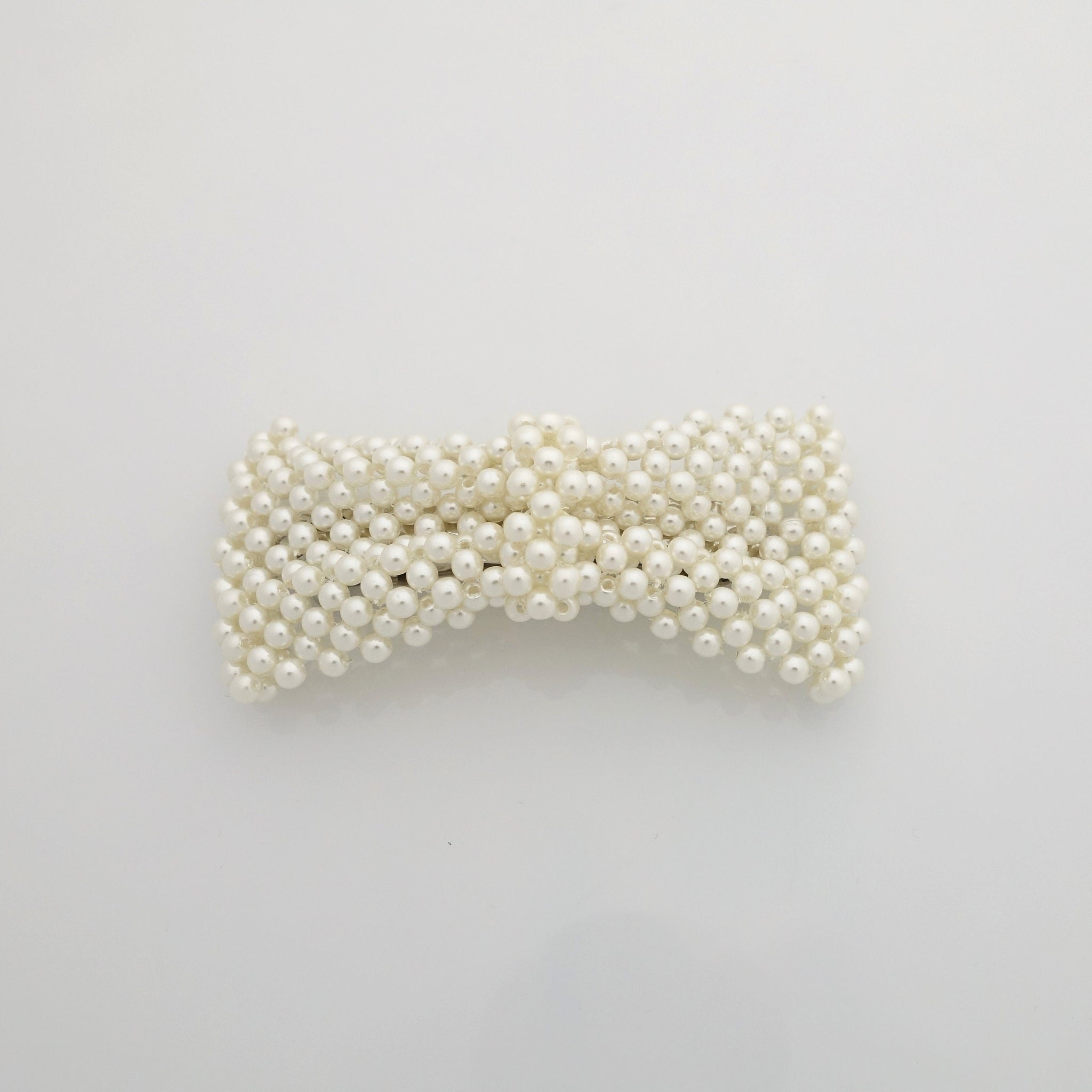 veryshine.com Bridal acc. 3.54 Tiny pearl ball beaded bow french hair barrette elegant women hair accessory