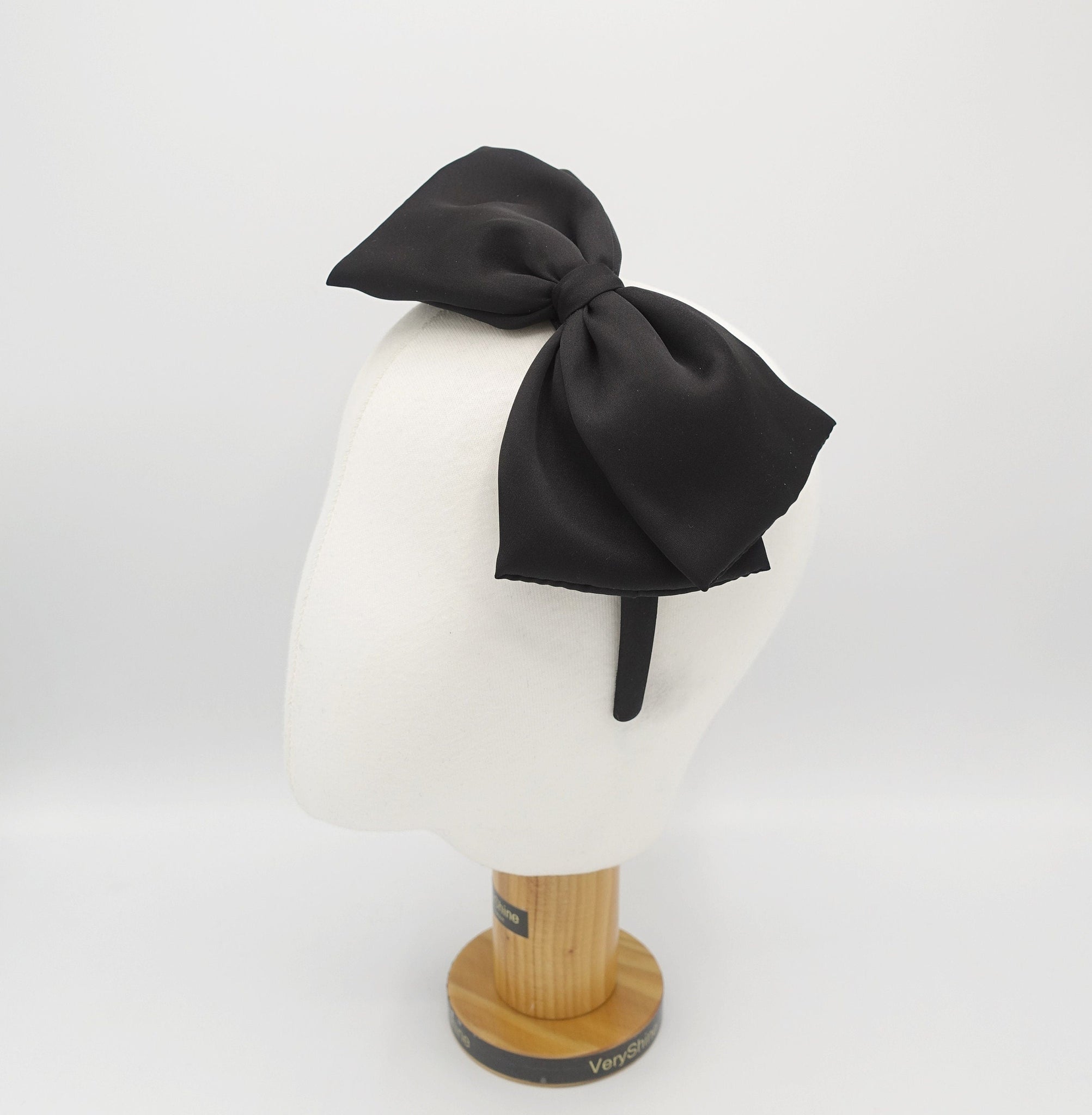 veryshine.com Bridal acc. Black satin padded hair bow headband luxury women hair accessories