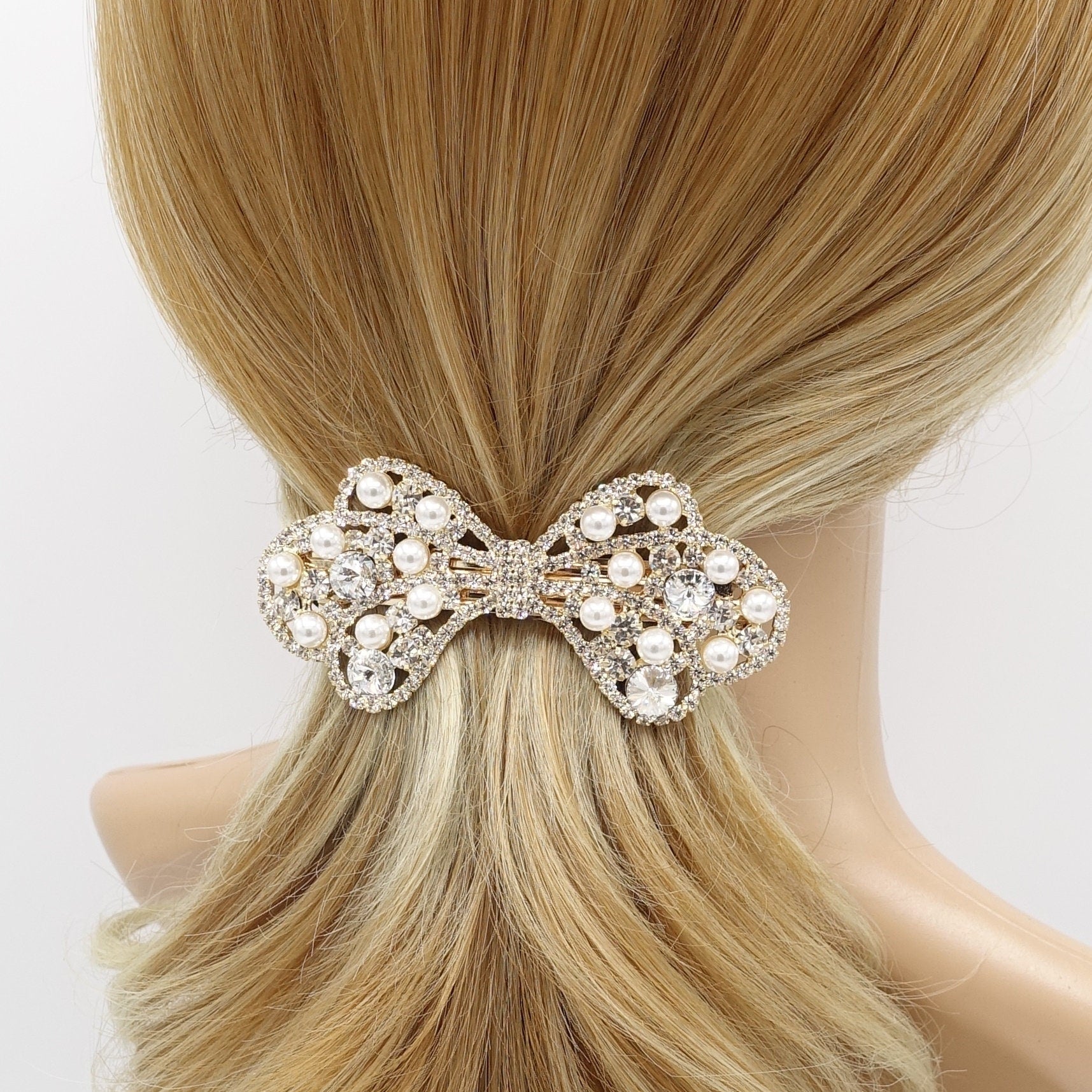 veryshine.com Bridal acc. bridal butterfly rhinestone pearl hair barrette