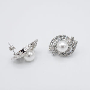 veryshine.com Bridal acc. Butterfly Dodo curved rhinestone pearl earrings bridal event accessories for women
