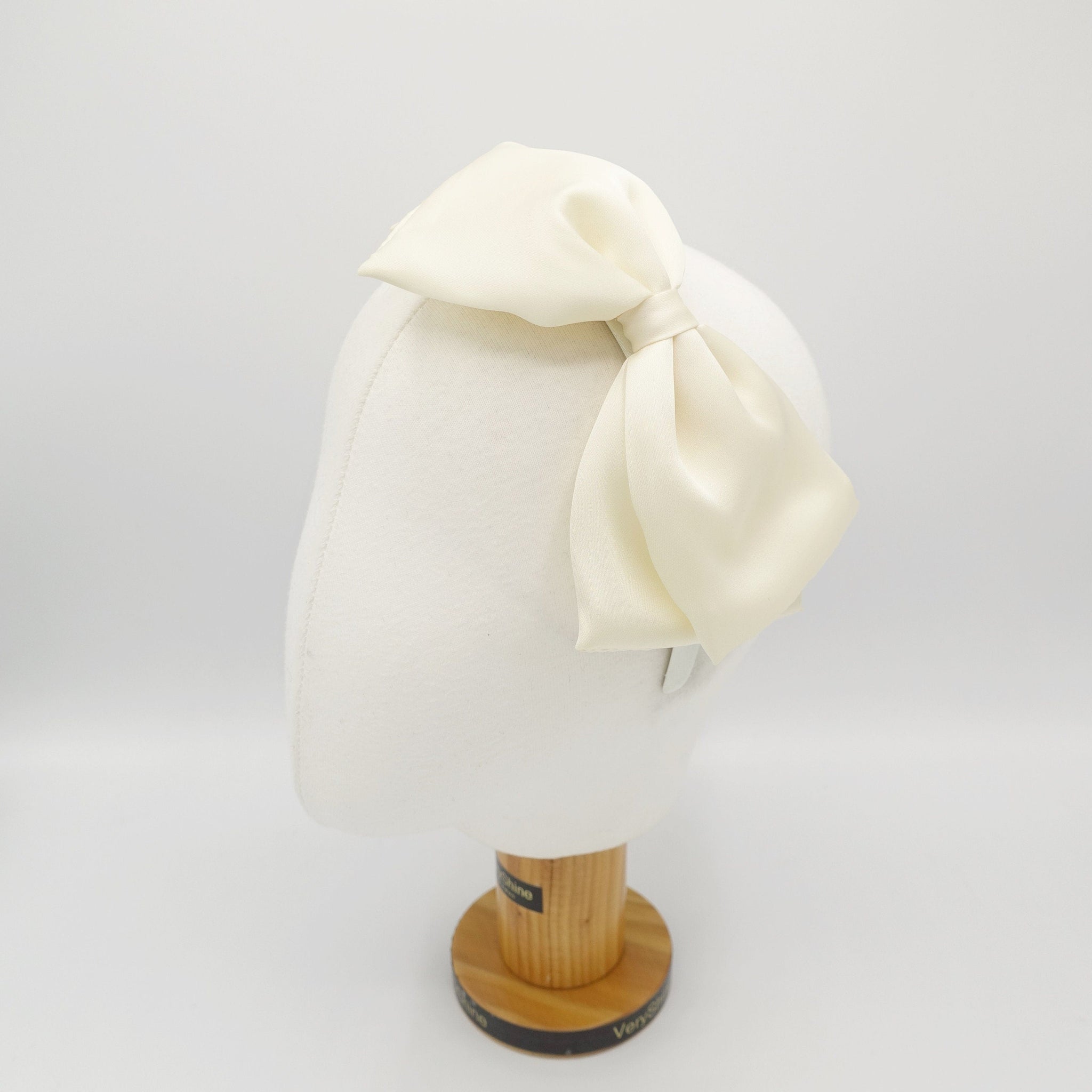 veryshine.com Bridal acc. Cream white satin padded hair bow headband luxury women hair accessories