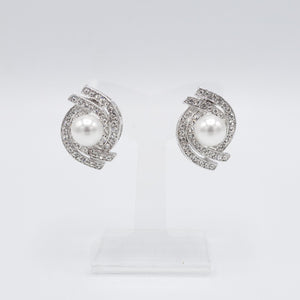 veryshine.com Bridal acc. Dodo curved rhinestone pearl earrings bridal event accessories for women