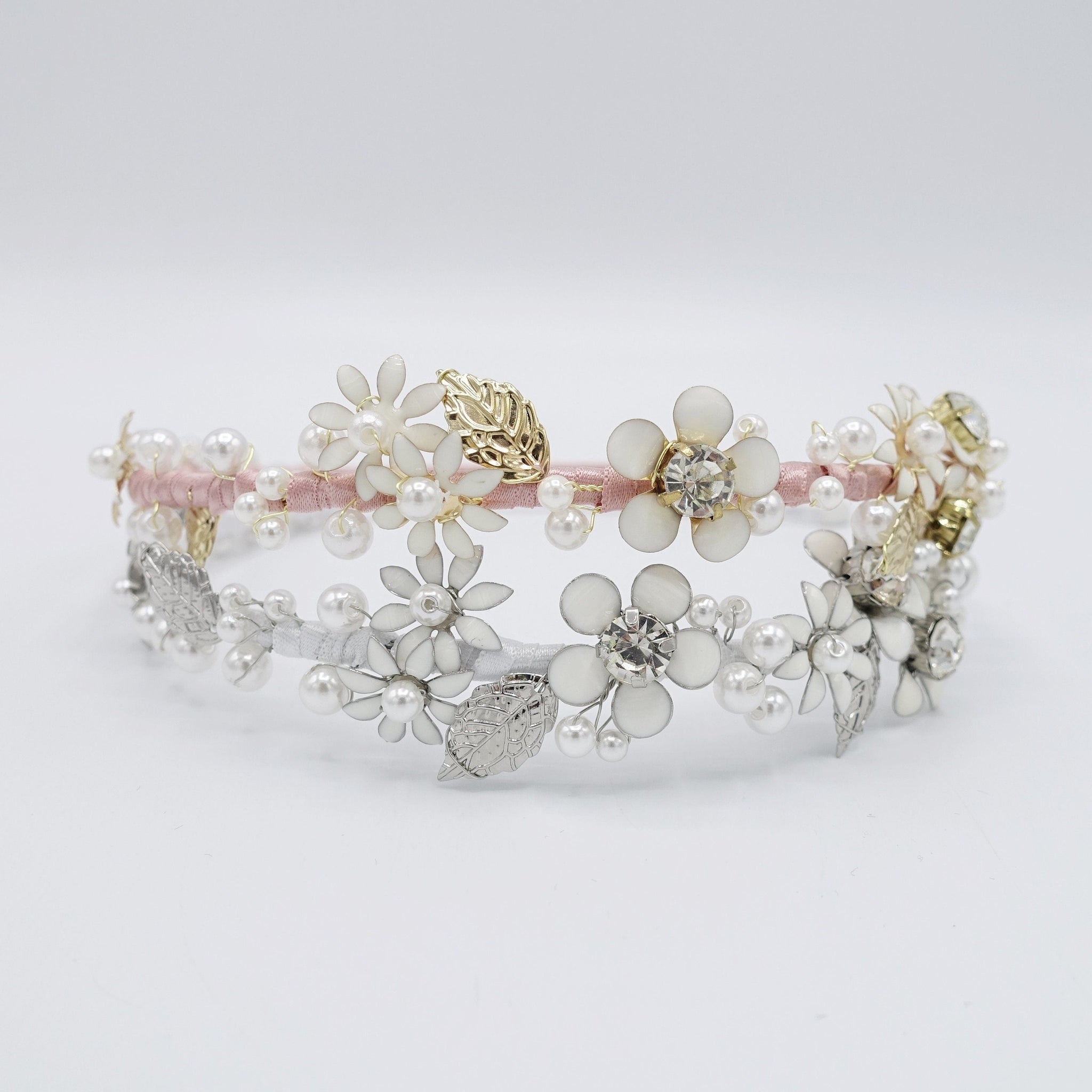 veryshine.com Bridal acc. flower bridal headband  metal petal pearl embellished hairband for women