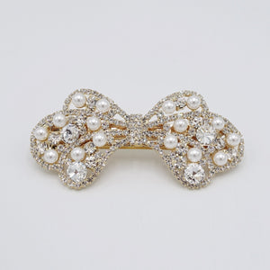 veryshine.com Bridal acc. Gold bridal butterfly rhinestone pearl hair barrette