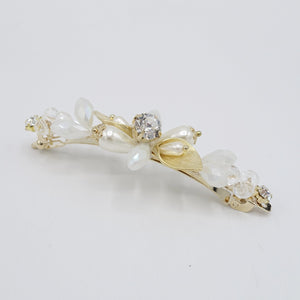veryshine.com Bridal acc. Gold pearl crystal branch jeweled hair barrette