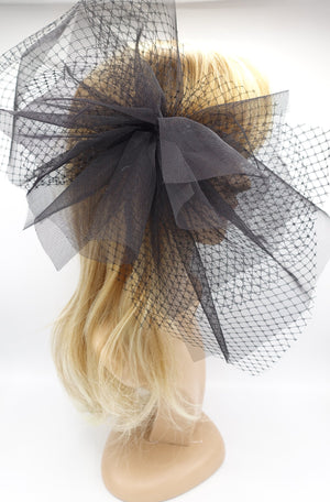 veryshine.com Bridal acc. large tulle bow hair clip, mesh net cosplay bow clip, hair accessory for events