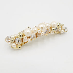 veryshine.com Bridal acc. Light pink pearl rhinestone beaded hair barrette ornament embellished french barrette women  hair accessory