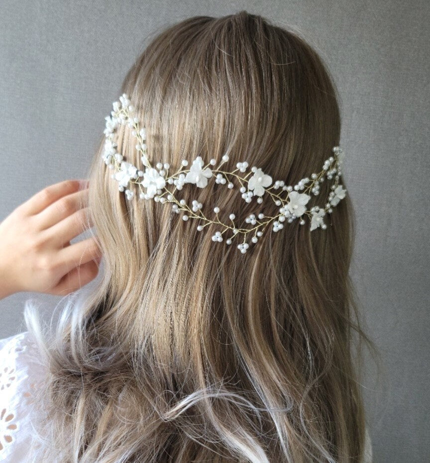 veryshine.com Bridal acc. pearl bridal hair vine clip headband for wedding