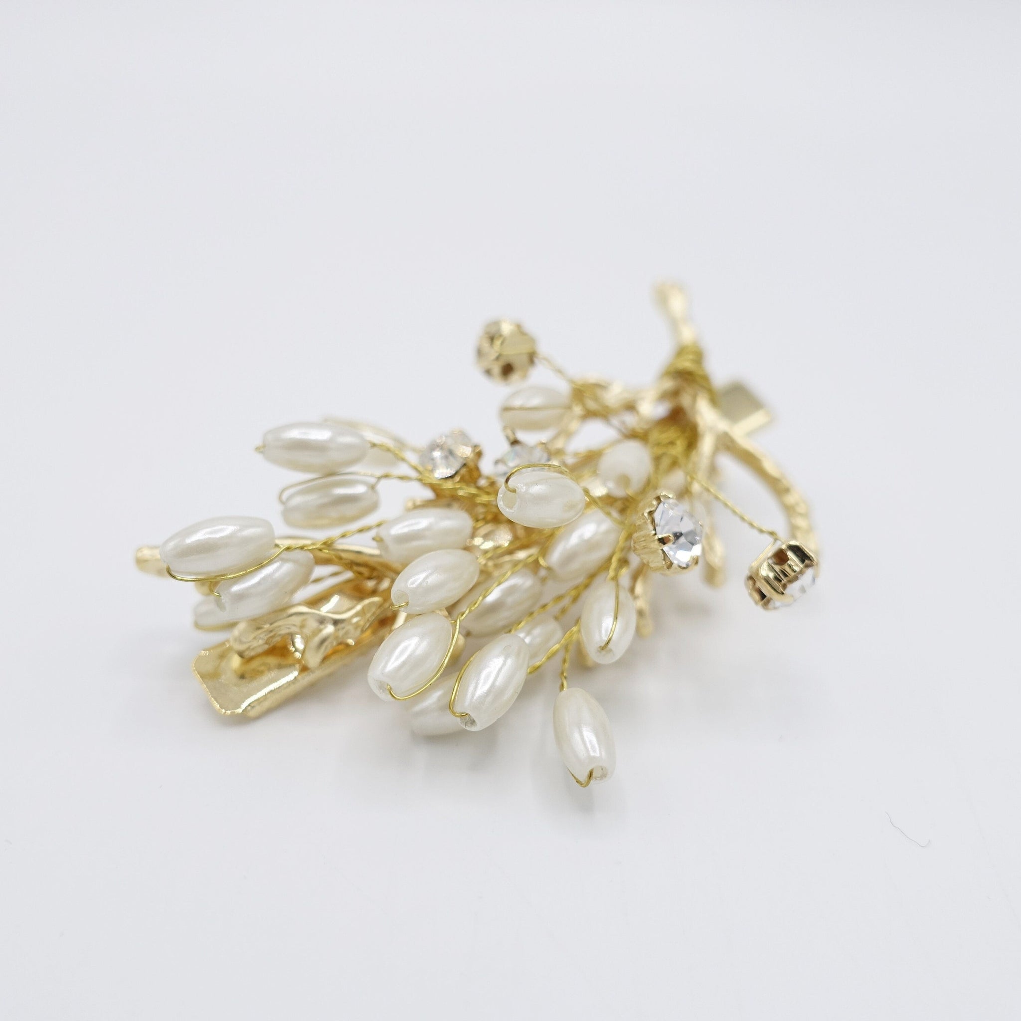 veryshine.com Bridal acc. Pearl crystal beads hair clip, bridal hair clip, hair jewelry for women