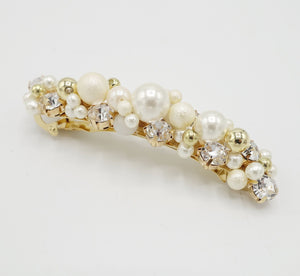 veryshine.com Bridal acc. Pearl pearl rhinestone beaded hair barrette ornament embellished french barrette women  hair accessory
