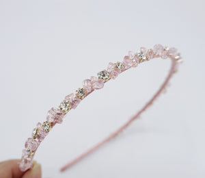 veryshine.com Bridal acc. Pink crystal beads rhinestone headband, thin crystal headband, occasion headbands for women airband for women