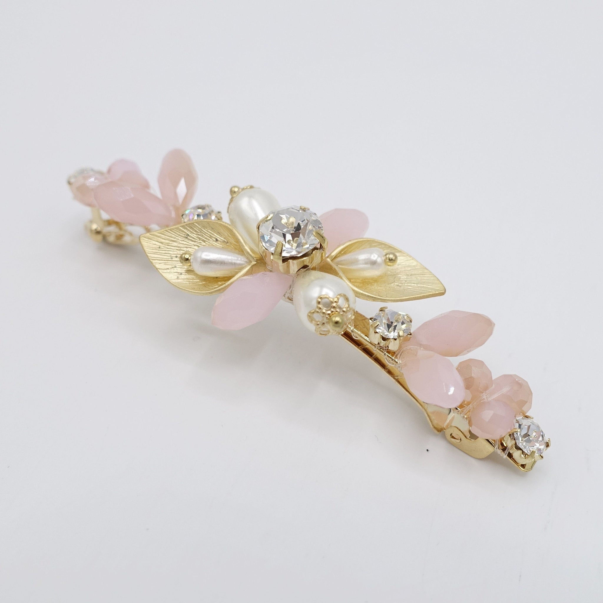 veryshine.com Bridal acc. Pink crystal branch jeweled hair barrette