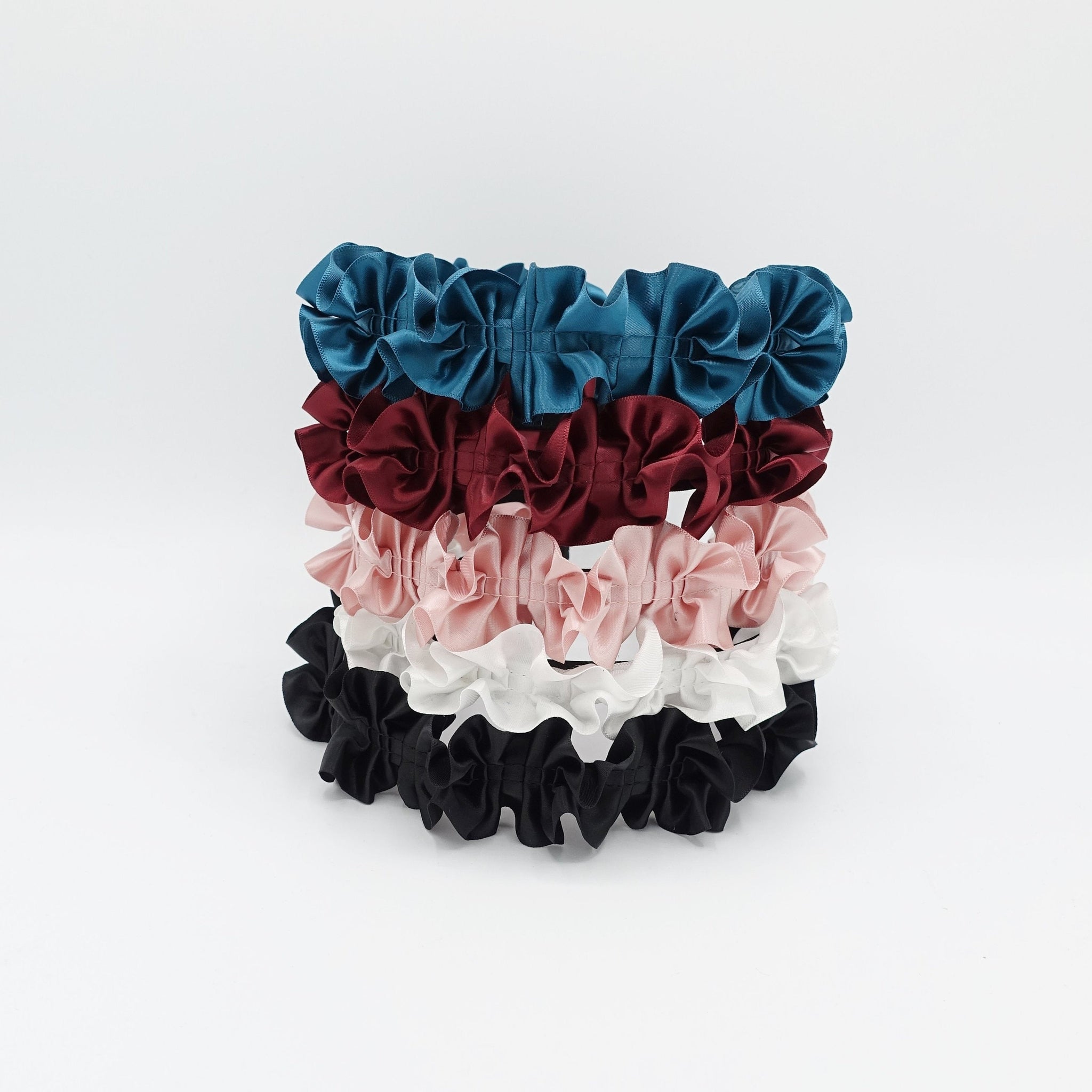 veryshine.com Bridal acc. satin pleats flower headband glossy thin hairband for women