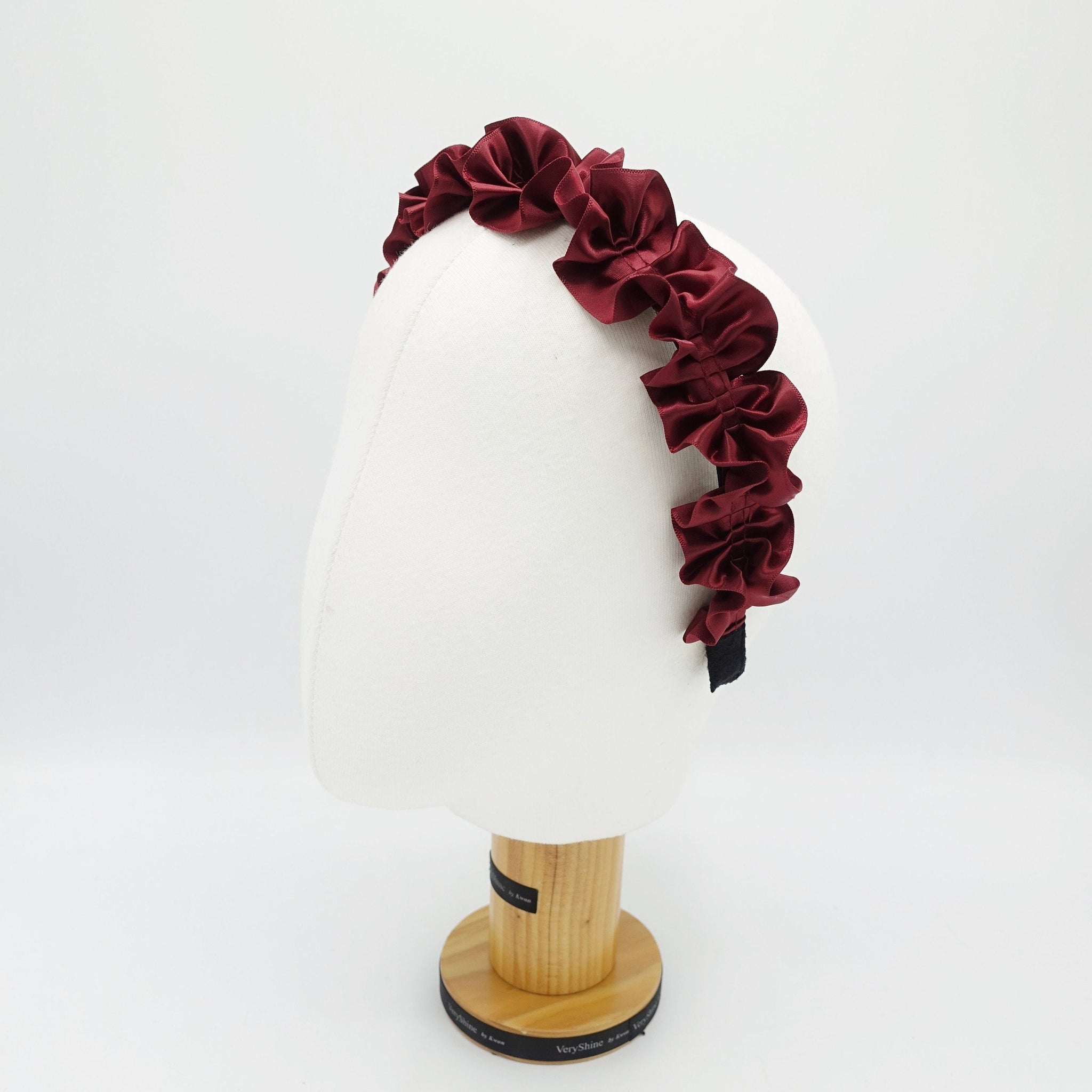 veryshine.com Bridal acc. satin pleats flower headband glossy thin hairband for women