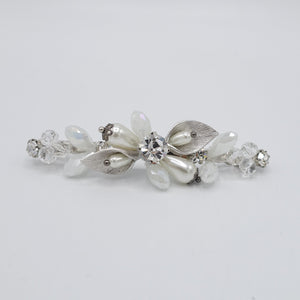 veryshine.com Bridal acc. Silver pearl crystal branch jeweled hair barrette