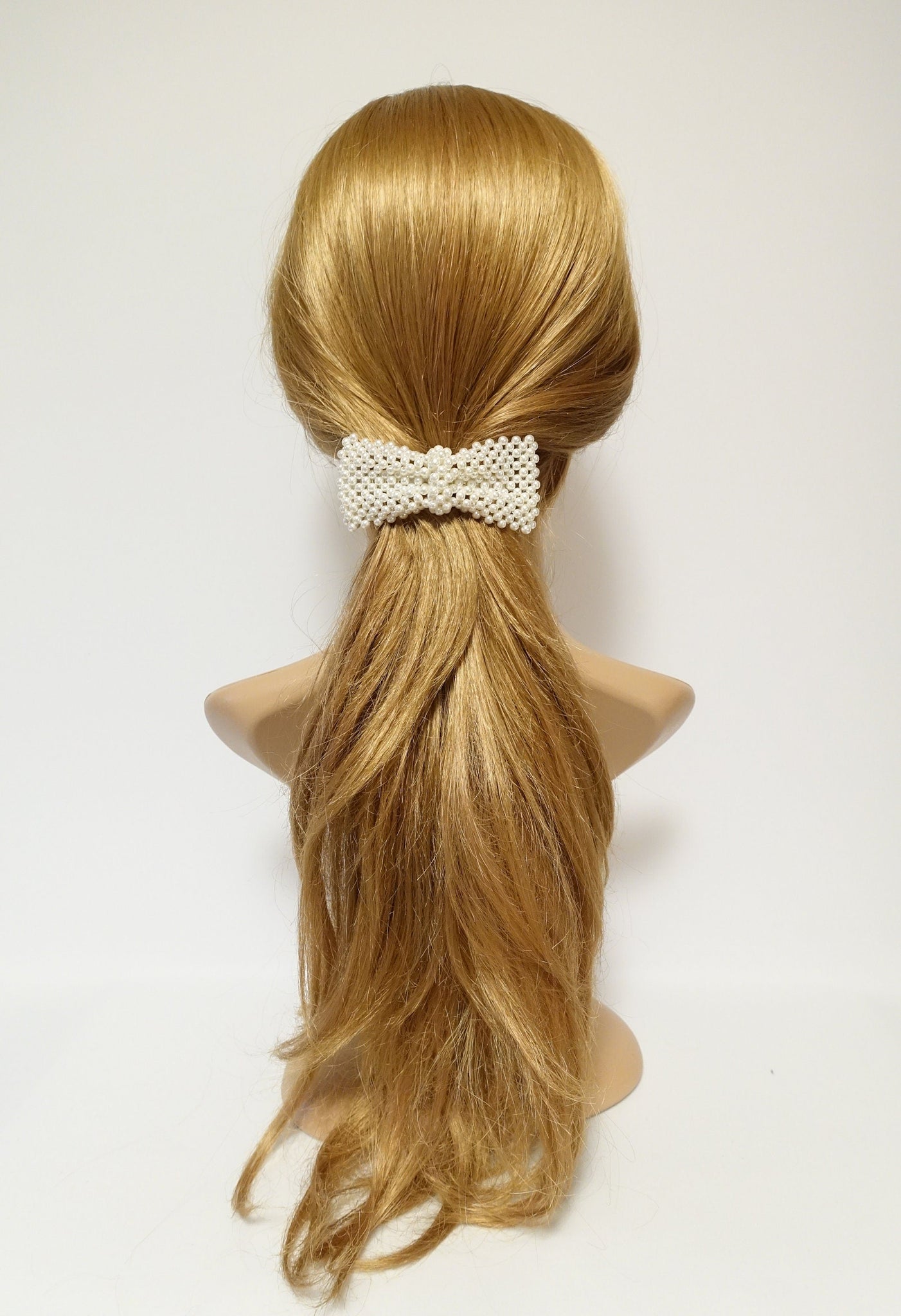 veryshine.com Bridal acc. Tiny pearl ball beaded bow french hair barrette elegant women hair accessory