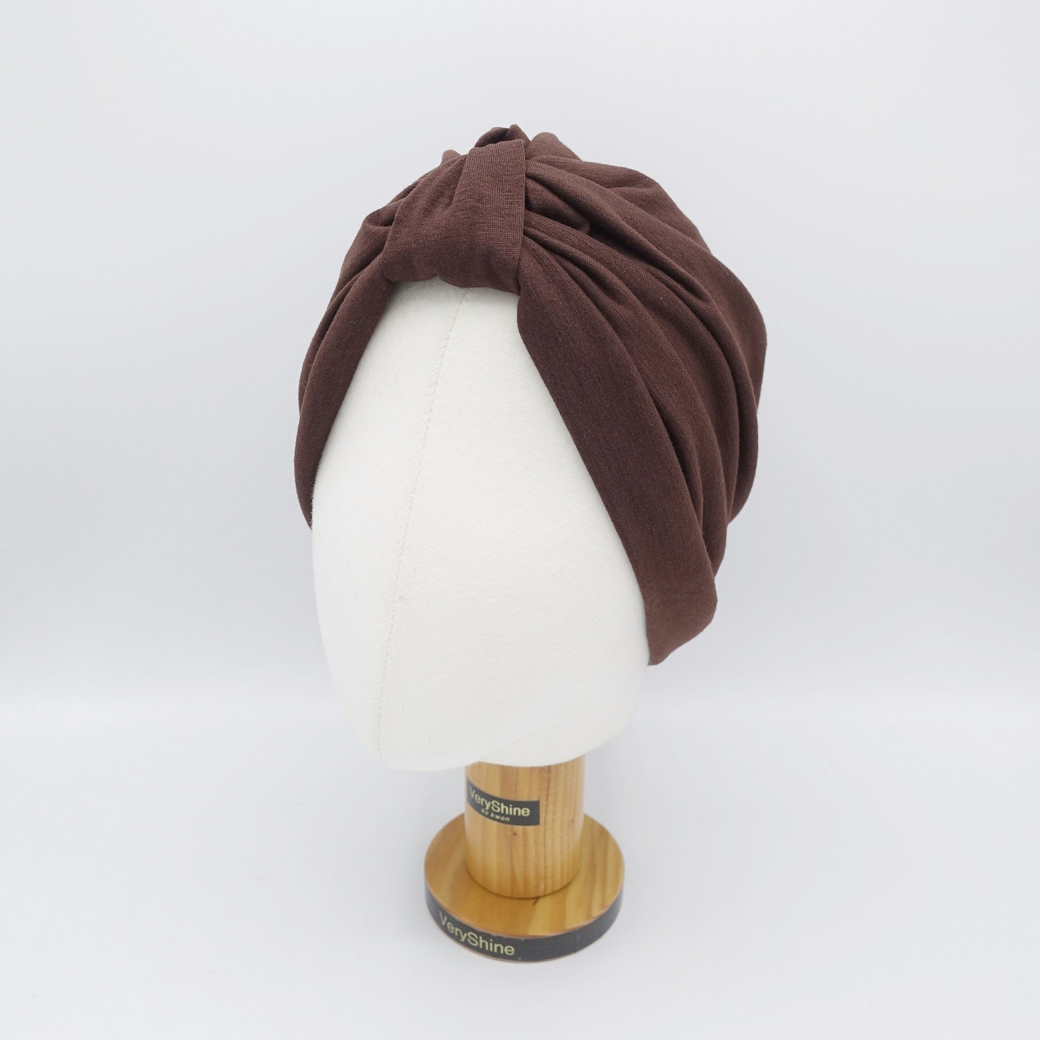 veryshine.com Brown cotton pleated turban for women