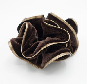 veryshine.com Brown leather edge velvet scrunchies