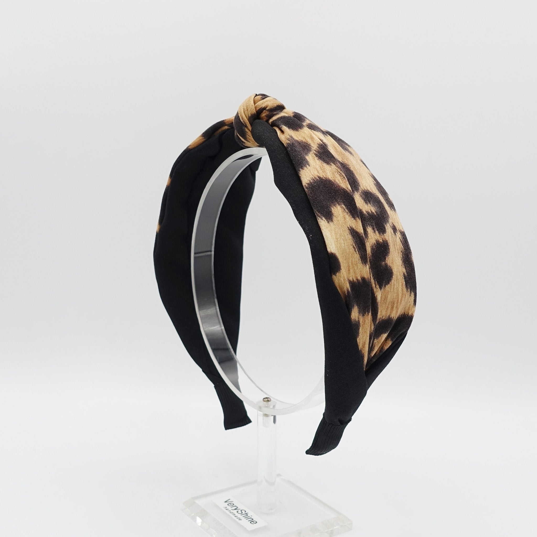 veryshine.com Brown Leopard print headband layered knot hairband woman hair accessory