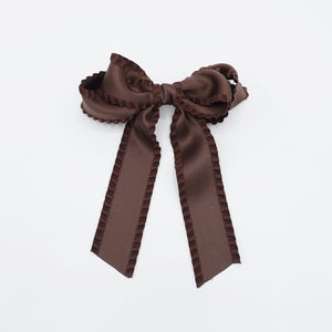 veryshine.com Brown long tail frill hair bow edge decorated women hair french barrette hair accessory for women