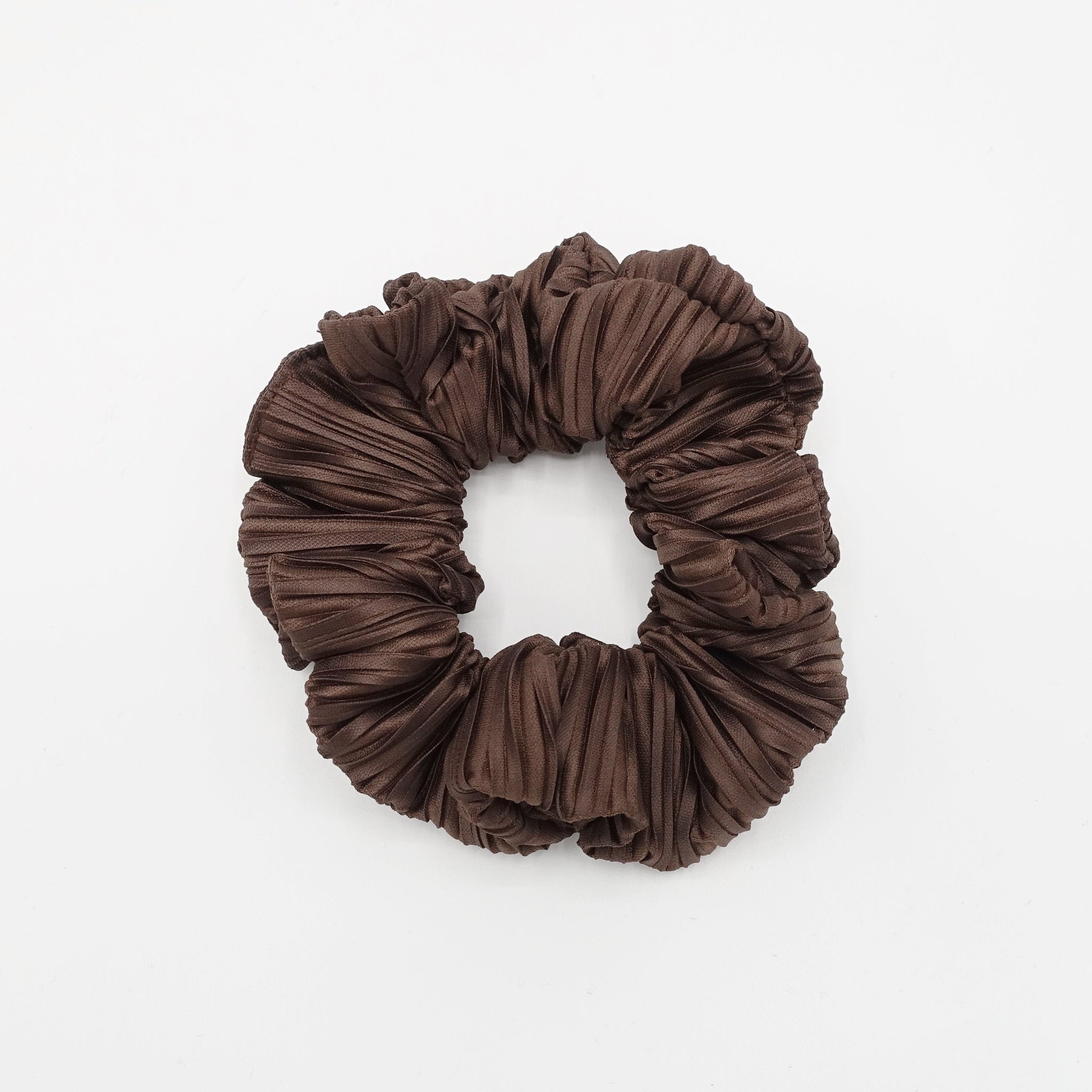 veryshine.com Brown solid pleated scrunchies hair elastic women scrunchy accessories for women