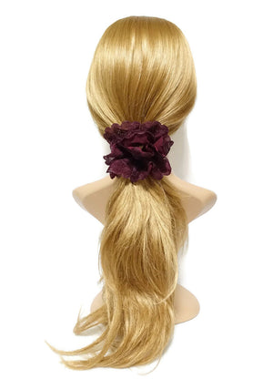 veryshine.com Burgundy Chiffon Floral scrunchy Lace Combined Women scrunchie Hair Elastics petal Scrunchies