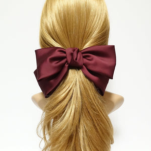 veryshine.com Burgundy Texas satin hair bow very big satin simple bow french hair barrette for Women