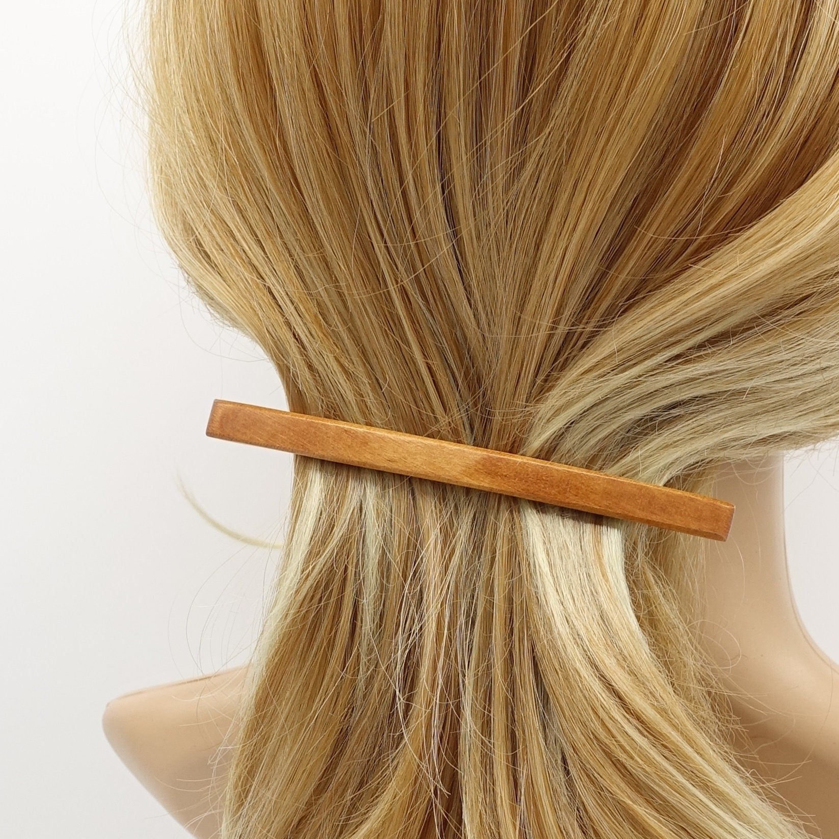 veryshine.com Camel wood hair barrette thin hair accessory for women