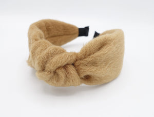 veryshine.com Camel wool knot headband Winter fur fashion lambswool hairband women hair accessory