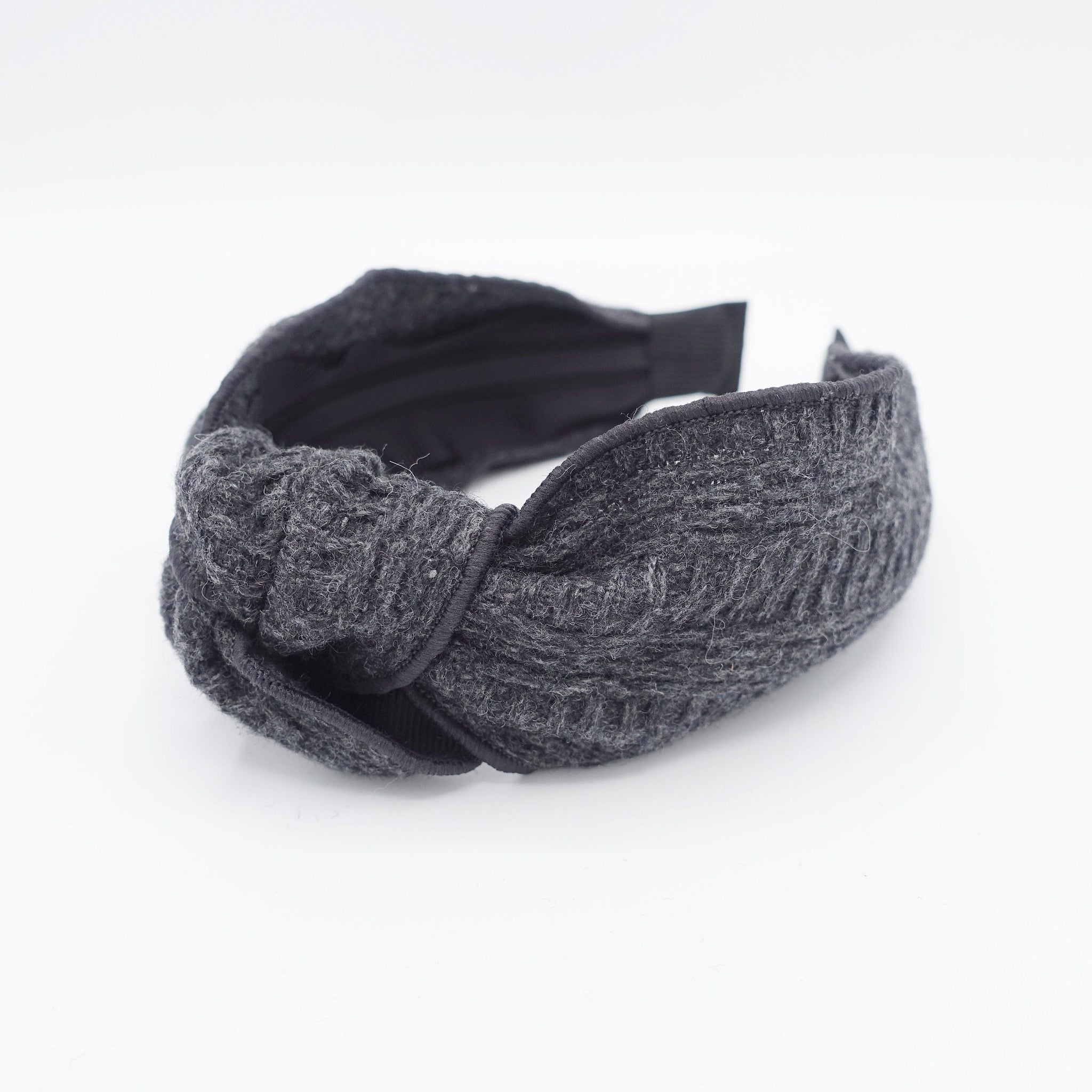 veryshine.com Charcoal gray knit top knot headband